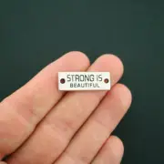 4 Strong is Beautiful Connector Charms Antique Silver Tone - SC5499