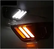 1 Set LED Light DRL with Yellow Signal Function Relay Daytime Running Light Daylight Compatible with Jeep Compass 2017 2018 2019 2020(White Yellow Blue)