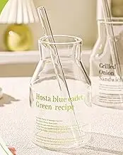 ZEBAN 550MLGlass Cups, Vintage Drinking Glassware with Glass Straw Bubble Iced Coffee Cup for Juice, Tea, Beverage, Milk, Beer, Cocktails Ideal for Gift