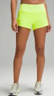 NWT Lululemon Speed Up MR Shorts 4" Lined | HIYE(Highlighter Yellow) | 12