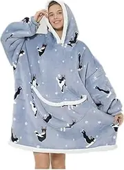 [Generic] Winter Warm Blanket Hoodie with Sleeves Oversized Thicken Wearable Blanket Sweatshirt Flannel Fleece Sherpa Hoodie