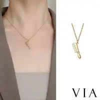 在飛比找momo購物網優惠-【VIA】時尚系列 可愛花朵梳子造型白鋼項鍊(白鋼項鍊 梳子