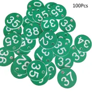 100pcs Plastic Id Number Tags 1-100 Engraved Number Id Tag Colored For Key Ring Green
