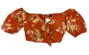 DOTTI Blouse Top Floral Cropped Off-The-Shoulder Front Tie BNWT Size 12