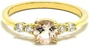 [Generic] 1.2ct Round Cut Peach Created Morganite Five Stone Stackable Ring Yellow Gold Plated