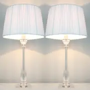 2x Classic Modern Bedside Lamps - White Shades