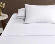 Accessorize Deluxe Hotel Piped Sheet Set - WHITE/BLACK