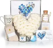 Sympathy Gift Baskets, Condolences Gifts for Bereavement Grief - Sorry for Your Loss of Loved One/Mom/Dad/Husband, Thinking of You Gift Box, Grieving Care Package for Women Men Friends(Ivory Pillow)