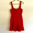 Jonathan Simkhai Revolve Fire Red Crepe Tiered Ruffle Hem Dress Bust Underwire 8