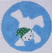 Bear Somersaulting Christmas Ornament Hand Painted Needlepoint Canvas
