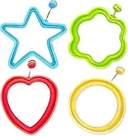 TEAONE Egg Mold, 4 PCS Egg Cooking Rings for Frying Eggs, Burgers, Pancakes (4 Styles)