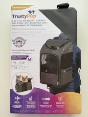 TrustyPup 2 in 1 Pet Backpack Carrier Grey Medium Cat Dog Airline Approved Safer