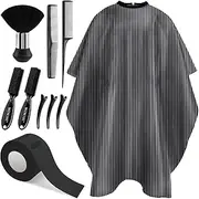 NICEMOVIC 10 in 1 Hair Cutting Kit with Neck Duster Brush, Barber Brush, Hair Combs, Hair Clips, Neck Strips - Professional Barber Accessories for Salon & Home Haircut Styling (Stripe)