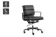 Matt Blatt Eames Premium Replica Low Back Soft Pad Office Chair Genuine Leather (Black/Black)