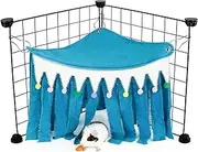 ONEJU Guinea Pig Hideout, Triangular Top Hideout for Guinea Pigs, 3-Sided Small Animal Hiding Place for Guinea Pigs, Rabbits, Chinchilla, Ferrets, Without Metal Fences. (Blue)