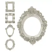 5 Pcs Vintage Resin Picture Frames, Mini Picture Frames, Silver Gray