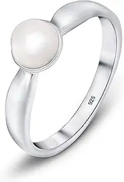[Amberta] Women 925 Sterling Silver Freshwater Pearl Ring