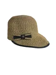 Jeanne Simmons Sun Hat Bow Accented Braid Large Brim Packable UVA & UVB Protect