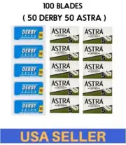 Derby - Astra Double Edge Safety Razor Shaving Blades (50 Blades Each) 100 Coint