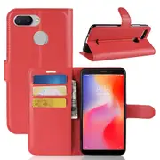 Litchi Skin Wallet Leather Stand Shell for Xiaomi Redmi 6 (Dual Camera: 12MP+5MP)