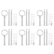 6 Set Cake Tray Stand Handle Plate Hardware Fitting, 3-Tiers Round Silver