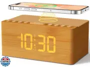 ANJANK Wooden White Noise Sound Machine with Alarm Clock, Bluetooth Speaker,
