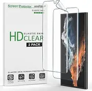 [2 Pack] amFilm Elastic Skin Screen Protector Compatible with Samsung Galaxy S22 Ultra/S23 Ultra 5G 6.8 inch, Fingerprint ID Compatible, with Easy Installation Alignment