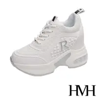 在飛比找momo購物網優惠-【HMH】時尚立體滴塑R字造型氣墊厚底撞色內增高休閒鞋(銀)