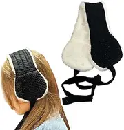 [AWOCAN] Ear Warmer Earmuffs Winter Warm Adjustable Headband Women Winter Ear Muffs Faux Fur Warm Earmuffs Knit Fleece Lined Ear Cover Headwrap Soft Stretchy Thick Head Wrap, Black, One Size