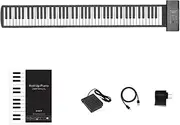 88-Keys Hand-Roll Piano, Portable Piano with MIDI Out, Built-in Speaker, Soft Silicone Flexible Roll Up Piano for Kids Beginners