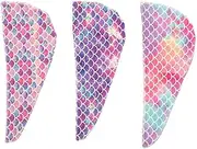 PACKOVE 3pcs Colorful Hair Drying Towel Cap Super Absorbent Microfiber Shower Hat for All Hair Types for Women Men
