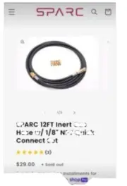 SPARC 12 ft inert gas hose With 1/8" NPT Quick connect set