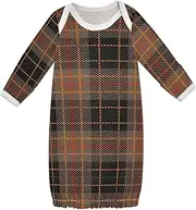 [sanluoli] Organic Cotton Baby Girl Sleeper Gown Long Sleeves Soft Comfy Unisex Infant Nightgown Baby Girl Coming Home Outfit 3M Retro Autumn Winter Dark Color Plaid, Retro Autumn Winter Dark Color Plaid
