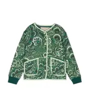 Etro Kids Paisley Printed Crewneck Jacket 16Y Green