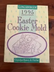 Longaberger Pottery 1995 Easter Cookie Mold "Grandpa Bunny & Herbie" New In Box