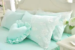 天絲床罩 標準雙人床罩 公主風床罩 綻放 薄荷綠蕾絲床罩 結婚床罩 床裙組 荷葉邊 100%天絲 tencel 佛你