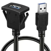 BATIGE Square Single Port USB 3.0 Panel Flush Mount Extension Cable with 3ft