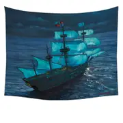 Sailing Ship Moonlight Voyage Tapestry