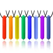 8 pk Sensory Chew Necklace, Diamond Chew Necklaces for Autism Sensory Kids, Food