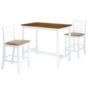 Bar Table and Stool Set 3 Pieces MDF Dark Brown Indoor Furniture Dining Se 75233