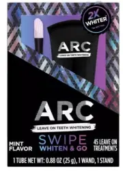 ARC Leave on Teeth Whitening, 45 Treatments, 1 Wand 1 Stand, Mint Flavor EXP9/23