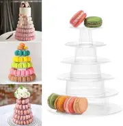 6 Tiers round Macaron Tower Cake Stand Macaron Display Rack , Plastic Tiered Cak