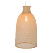 New Oriental Cone Modern Oriental Wooden Hand-Woven Bamboo Pendant Lamp Light - Natural