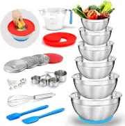 MIKULA Stainless Steel Nesting Bowls w/ Graters, Measuring Cups & Utensils