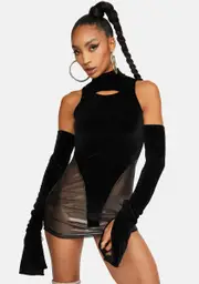 [RXCH] Miranda Illusion Mini Velvet Dress