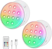 Tiudbeu Pool Lights, Submersible LED Lights with Remote, IP68 Waterproof 16 Color Rechargeable Floating Lights, Built-in Magnet Underwater Lighting for Inground Above Ground Pool Fountain (2 Pack)