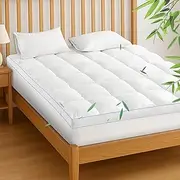 LINENOVA AirFresh 1500GSM Bamboo Mattress Topper King – 10cm Ultra Thick Pillowtop Underlay, Naturally Breathable & Antibacterial, Hotel-Quality Bed Topper