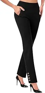 [Generic] Womens Flare Leggings with Pockets High Waisted Yoga Pants Comfy Workout & Business Trousers Yoga Bottoms White Gym Pants with Pockets Plus Petite Women's Wide Leg Bootcut Trousers