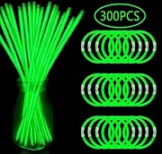 YOFOBU 300 Glow Sticks Bulk Glow in the Dark Bracelet and Necklaces with Connectors 8" Glowsticks 4th of July Light Up Neon Party Favors for Halloween Christmas Birthday Carnival (Green)