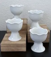 Pier 1 Imports Porcelain Scalloped Egg Cup Holder White - Set of 4